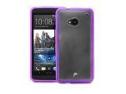 Fosmon Hybrid PC TPU Slim Frame Hard Flexible Gel Case Cover for HTC One M7 Purple Frost Clear