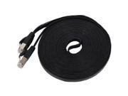 Fosmon Cat7 Network Ethernet Patch Flat Cable Black 15ft