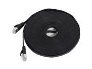 Fosmon Cat7 Network Ethernet Patch Flat Cable Black 25ft