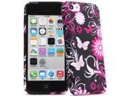 Fosmon DURA DESIGN Series Slim Fit Flexible TPU Case Cover for Apple iPhone 5C Pink Butterfly Flower