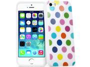 Fosmon DURA POLKA Series Polka Dot Design TPU Case for Apple iPhone 5 5s White with Rainbow Dots