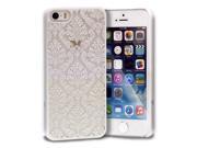 GreatShield TACT Design Ultra Slim Fit [DAMASK Pattern] Protective Hard Rubber Coating Back Case Cover for Apple iPhone 5S 5 White