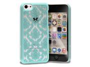 GreatShield TACT Design Ultra Slim Fit [DAMASK Pattern] Protective Hard Rubber Coating Back Case Cover for Apple iPhone 5C 2013 Teal