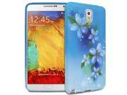 Fosmon DURA DESIGN Series Flexible TPU Case for Samsung Galaxy Note 3 Note III Blue Plumeria