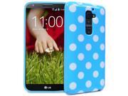 Fosmon DURA Polka Dot Case Slim Fit TPU Cover for LG G2 Optimus G2 LG D800 D801 AT T and T Mobile Models Blue