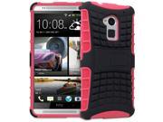 Fosmon HYBO RAGGED Series Detachable Hybrid TPU PC Kickstand Case for HTC One Max HTC T6 Black Hot Pink