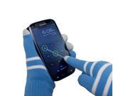 Fosmon Touchscreen Warm Gloves 3 Conductor Fingertips for Smartphone Blue White