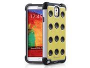 GreatShield TM Samsung Galaxy Note 3 Note III DOMINO Polka Dot Dual Layer PC Silicone Hybrid Soft Case Hard Cover Yellow White