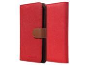 Fosmon CADDY IDEAL Leather Wallet Case for Apple iPhone 5 5S 5C Red Light Brown