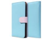 Fosmon CADDY IDEAL Leather Wallet Case for Apple iPhone 5 5S 5C Light Blue Light Pink