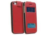 GreatShield SHIFT LX Flip Genuine Leather Case w Swipe to Unlock and Time Cutouts for iPhone 5 5S Red
