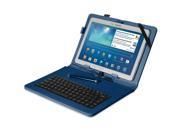 Fosmon OPUS Leather Case with Stand Micro USB Keyboard and Stylus for 10 Tablets Dark Blue