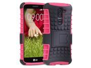 Fosmon HYBO RAGGED Detachable Tough Hybrid Dual Layer TPU PC Kickstand Case for LG G2 Mini Pink Black