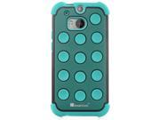 GreatShield DOMINO Polka Dot Dual Layer PC Silicone Hybrid Case for HTC One M8 Green Black Cyan