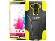 Fosmon HYBO V Detachable Hybrid PC Silicone Case with Kickstand for LG G3 [All Carriers] Yellow Black
