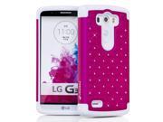 Fosmon HYBO SD Star Diamond Hybrid Dual Layer PC Silicone Stylish Case for LG G3 [All Carriers] Hot Pink White