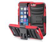 Fosmon STURDY Shell Holster Case with Kickstand for Apple iPhone 6 Black Holster Red Silicone