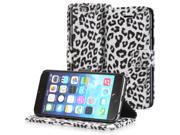 Fosmon CADDY LEOPARD Leather Multipurpose Wallet Case for Apple iPhone 6 4.7 White
