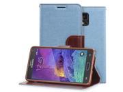 Fosmon CADDY JEANS Leather Multipurpose Wallet Case for Samsung Galaxy Note 4 Light Blue