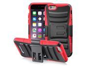 Fosmon STURDY Shell Holster Case with Kickstand for Apple iPhone 6 Plus 6s Plus 5.5 Black Red