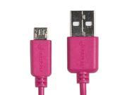 Fosmon VIVID 2.1v Micro USB Round Sync and Charge Cable 6 feet 72 inches Hot Pink