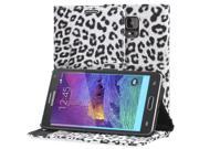 Fosmon CADDY LEOPARD Leather Multipurpose Wallet Case for Samsung Galaxy Note 4 White