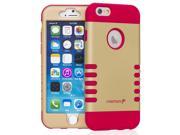 Fosmon HYBO VAULT Detachable Hybrid Silicone PC Case for Apple iPhone 6 4.7 Red Silicone Gold PC