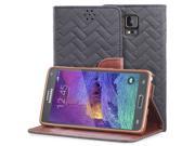 Fosmon CADDY CANVAS Chevron Leather Multipurpose Wallet Case for Samsung Galaxy Note 4 Black