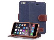 Fosmon CADDY JEANS Leather Multipurpose Wallet Case for Apple iPhone 6 Plus 5.5 Dark Blue