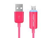 FosPower 6 Feet 6ft LED Micro USB Sync and Charge Cable Pink
