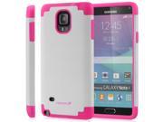 Fosmon HYBO DUOC Detachable Hybrid Dual Layer PC Silicone Case for Samsung Galaxy Note 4 Pink Silicone White PC