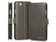 Vena vFolio Vintage PU Leather Wallet Flip Stand Case with Card Pockets for Apple iPhone 6 Plus 5.5 Gray Black