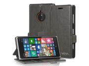 Vena vFolio Vintage PU Leather Wallet Flip Stand Case with Card Pockets for Nokia Lumia 830 Gray Black