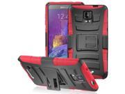Fosmon STURDY Shell Holster Case with Kickstand for Samsung Galaxy Note 4 Black Red
