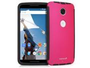 Fosmon HYBO SNAP Hybrid PC TPU Case with Built In Screen Protector for Google Nexus 6 Black TPU Pink PC