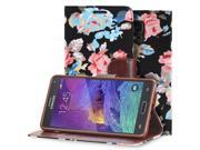 Fosmon CADDY FLORA Leather Multipurpose Wallet Case for Samsung Galaxy Note 4 Black