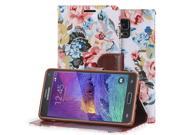 Fosmon CADDY FLORA Leather Multipurpose Wallet Case for Samsung Galaxy Note 4 White