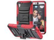 Fosmon STURDY Shell Holster Case with Kickstand for HTC Desire EYE Black Holster Red Silicone