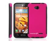Fosmon HYBO SNAP Hybrid PC TPU Case with Built In Screen Protector for LG REALM Black TPU Pink PC