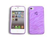 Fosmon TPU Flexible Soft Case for Apple iPhone 4 4S Purple Zebra Print
