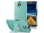 Vena LEGACY Dual Layer PC TPU Hybrid Phone Case Cover for Google Nexus 6 with Kickstand and Screen Protector Teal Gray