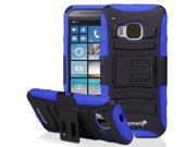 Fosmon STURDY Shell Holster Case with Kickstand for HTC One M9 HTC Hima Black Holster Dark Blue Silicone