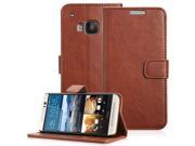 Fosmon CADDY VINTAGE Leather Multipurpose Wallet Case for HTC One M9 Brown