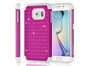 Fosmon HYBO SD Star Diamond Hybrid Dual Layer PC Silicone Case for Samsung Galaxy S6 Edge Hot Pink PC White TPU