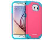 Fosmon HYBO DUOC Detachable Hybrid Dual Layer PC Silicone Case for Samsung Galaxy S6 Blue Silicone Pink PC