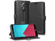 Vena vFolio Genuine Leather Wallet Flip Stand Case with Card Pockets for LG G4 Black Red