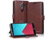 Vena vFolio Genuine Leather Wallet Flip Stand Case with Card Pockets for LG G4 Brown Black