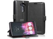 Vena vFolio Genuine Leather Wallet Flip Stand Case with Card Pockets for LG G Flex 2 Black Red