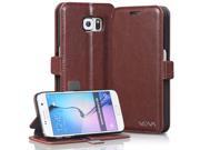 Vena vFolio Genuine Leather Wallet Flip Stand Case with Card Pockets for Samsung Galaxy S6 Brown Black
