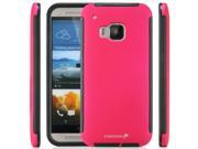 Fosmon HYBO SNAP Hybrid PC TPU Case with Built In Screen Protector for HTC One M9 Black TPU Pink PC